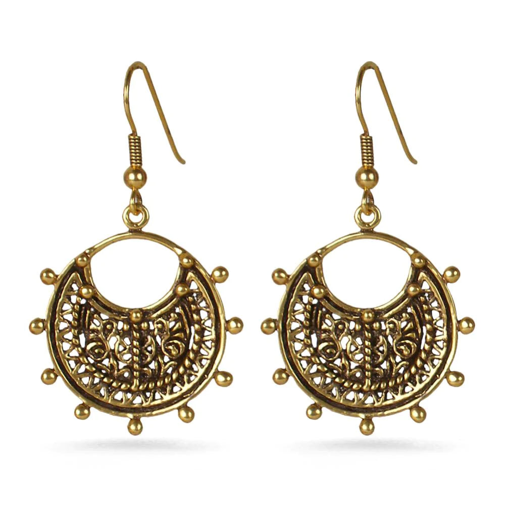 Byzantine Beaded Earrings made of bronze with Russian gold finish
