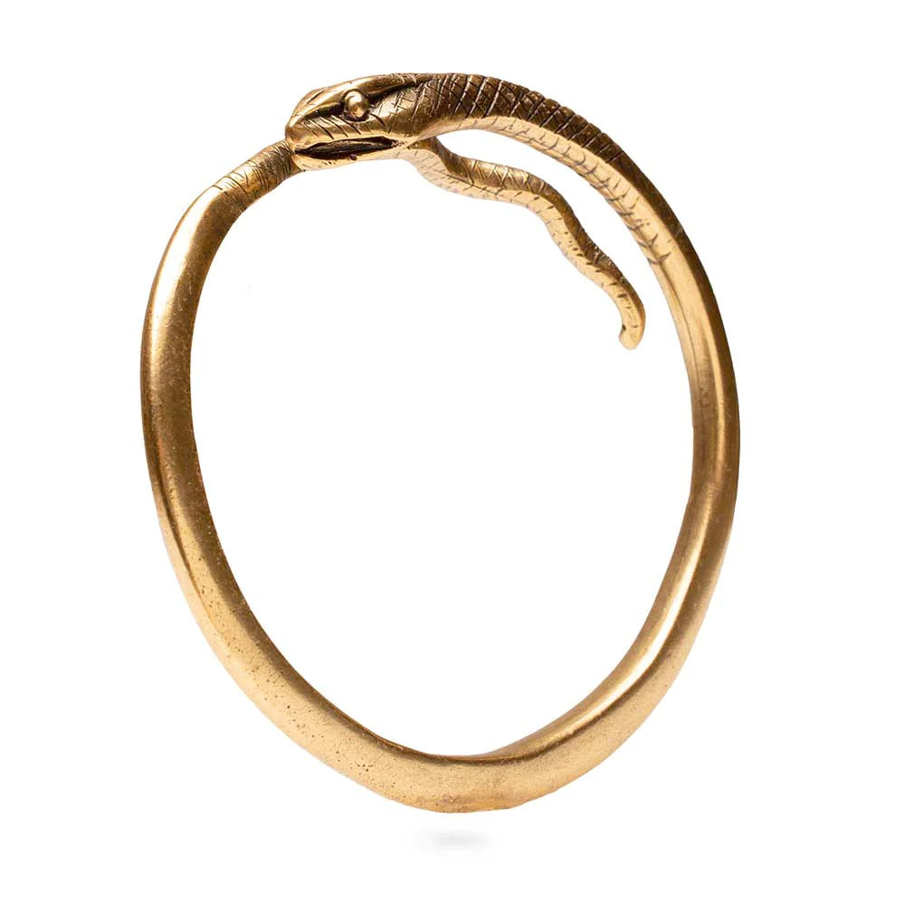 Egyptian Snake Bracelet adjustable cuff - Antiqued Gold