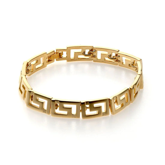 Etruscan classic bracelet with  pewter with gold finish and fold-over clasp closure