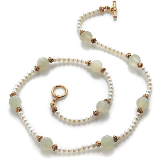 Jade Dragon Bead and Pearl Necklace