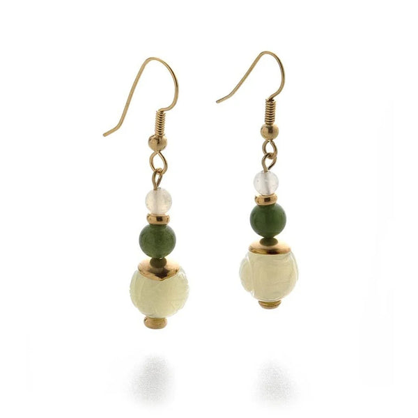 Chinese dragon earrings in old and new jade - Museum Jewellery