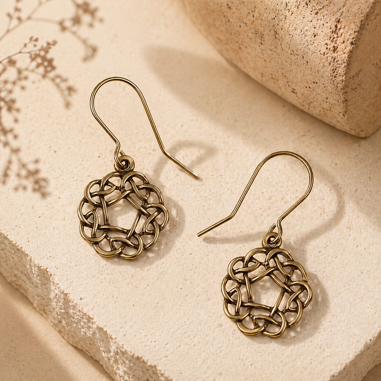 Pentagon Celtic Knot Drop Earrings – Bronze - Museum Jewellery