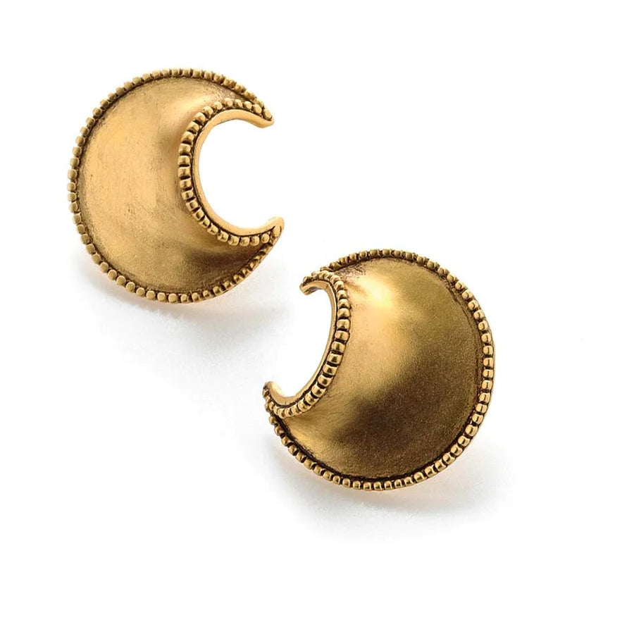 African crescent shaped earrings made of Sterling silver with 22 carat gold plating