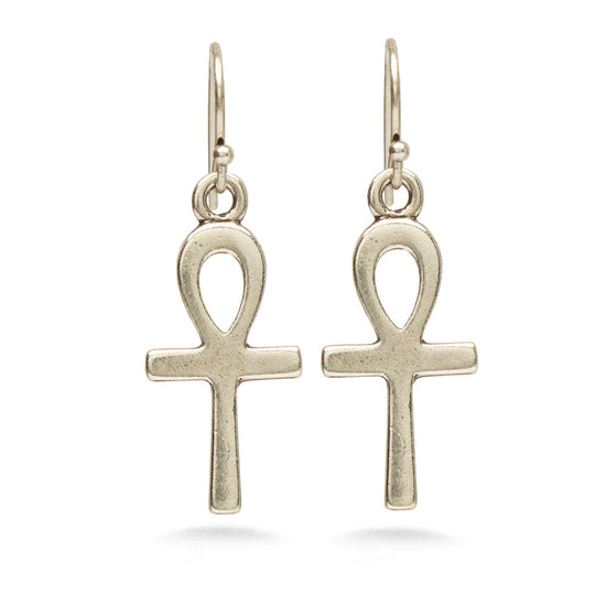 Ankh Earrings made with Antiqued Silver finish