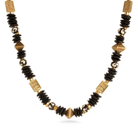 Load image into Gallery viewer, Asante beaded gold necklace
