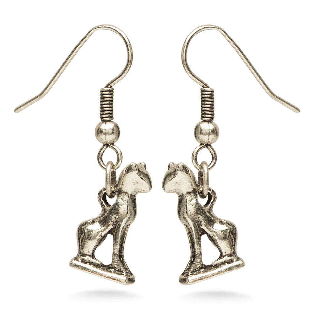 Load image into Gallery viewer, Bastet Cat Earrings - Antiqued Silver
