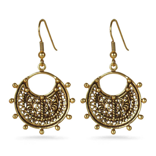 Load image into Gallery viewer, Byzantine Beaded Earrings made of bronze with Russian gold finish
