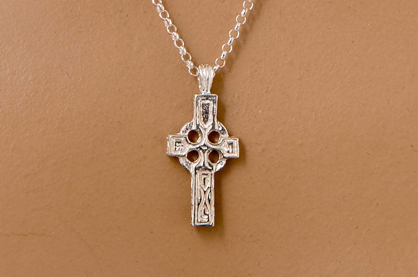 Celtic Cross pendant 100 AD in silver with detailed relief
