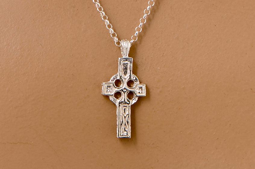 Load image into Gallery viewer, Celtic Cross pendant 100 AD in silver with detailed relief
