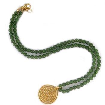 Load image into Gallery viewer, Chinese jade necklace with Shou symbol with Jade and gold-plated jewelry
