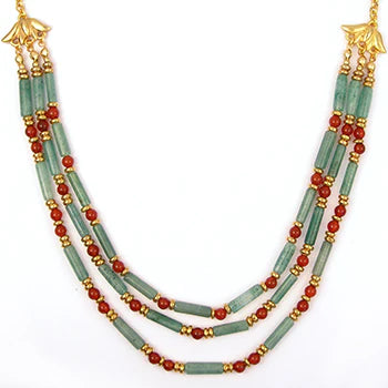 Cleopatra Aventurine Collar Necklace aventurine tube, carnelian and with gold finish