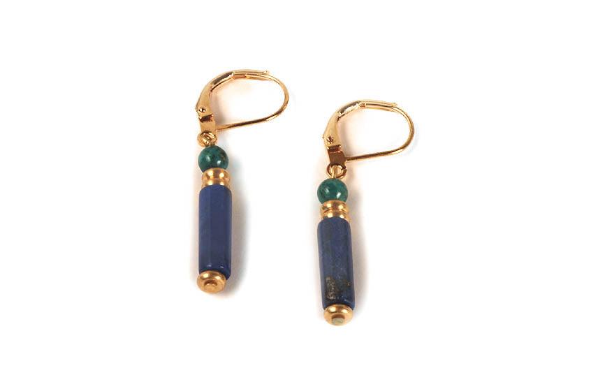 Egyptian earrings with stones of lapis and turquoise, set in sterling silver with 22 carat gold plating.