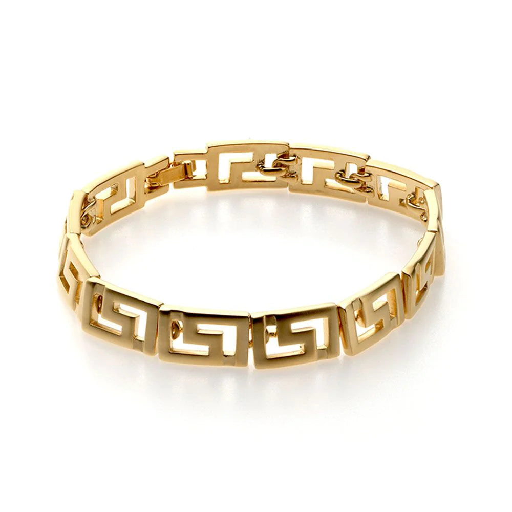 Etruscan classic bracelet with  pewter with gold finish and fold-over clasp closure