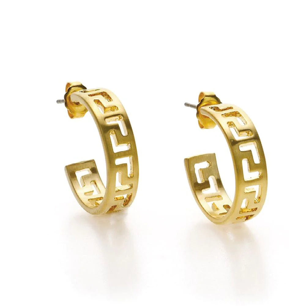 Etruscan classic earrings with 22 carat gold plating.