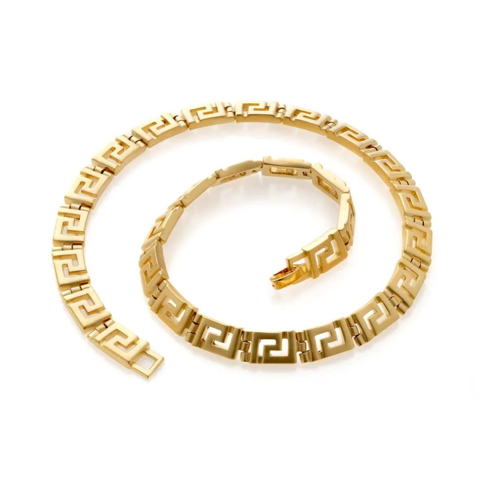 Load image into Gallery viewer, Etruscan classic necklace with gold finish and fold-over clasp closure
