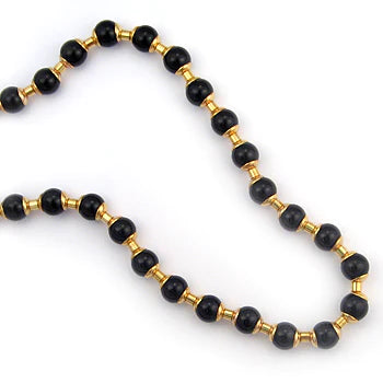 Middle Kingdom Necklace with Black Onyx and pewter with gold finish