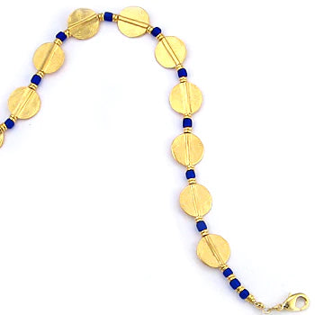 Load image into Gallery viewer, African Akan disc necklace made in pewter with gold finish
