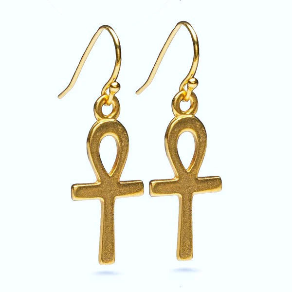 Ankh Earrings made in pewter with gold finish